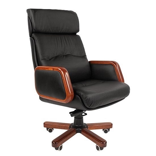 Шкіряне крісло керівника Палермо чорне.