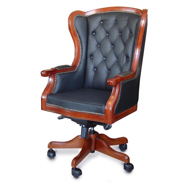 Шкіряне крісло керівника Брайтон чорне.